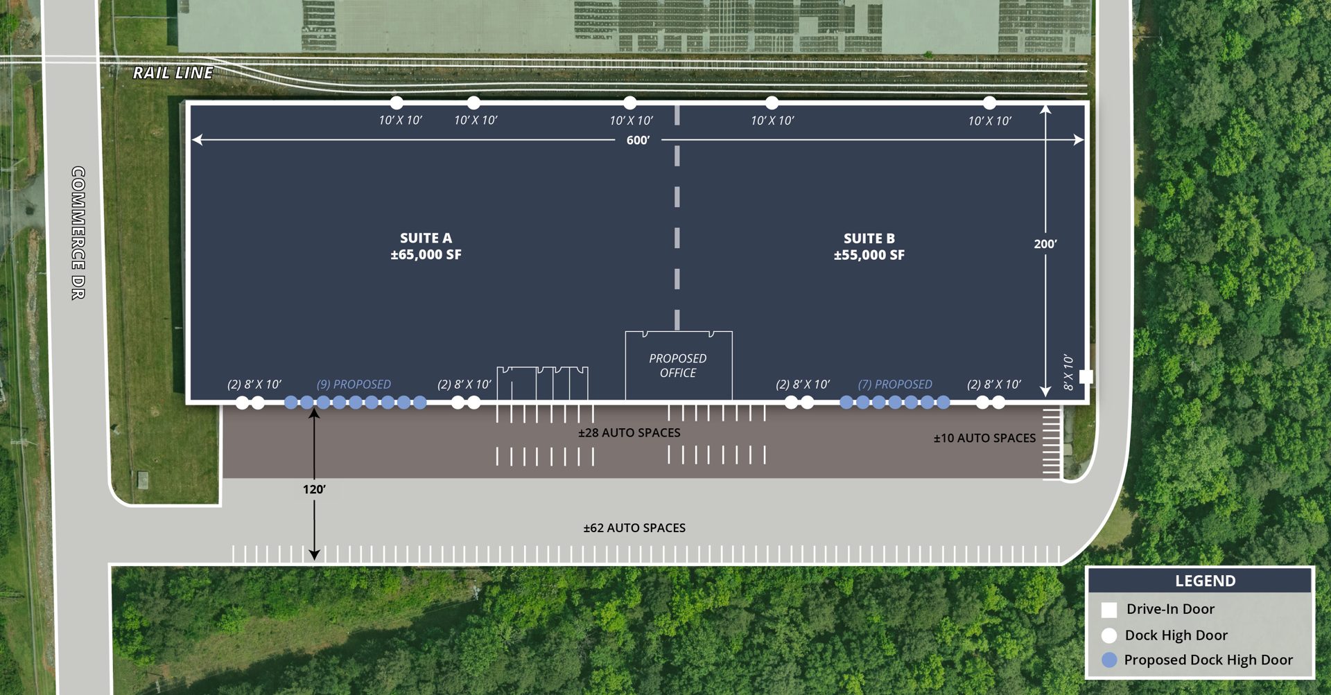 2690 Commerce Drive site plan showing Suite A and Suite B demising